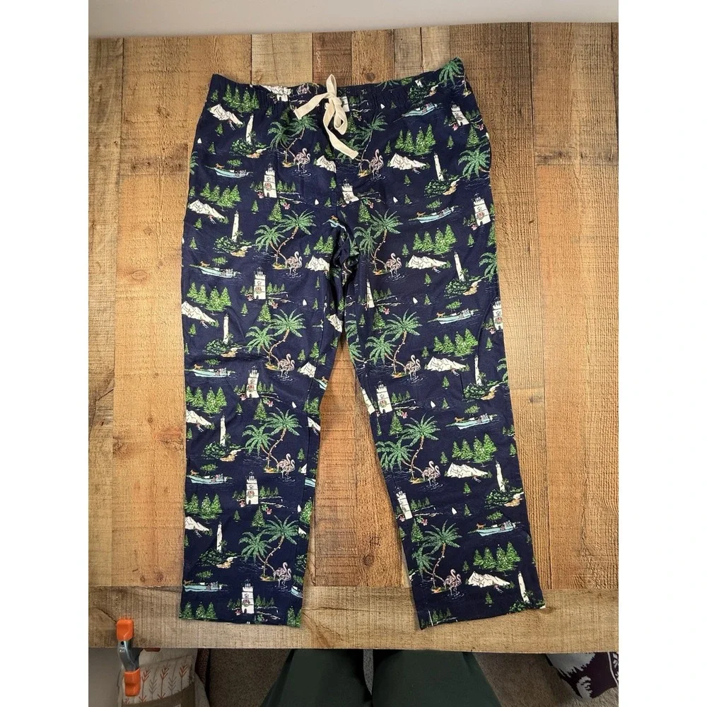 Vineyard Vines Mens XL Pajama Pants Navy Holiday Flamingo Lighthouse Lounge Soft